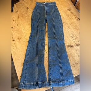 REVICE Blue Double-Stitch Flare Jeans